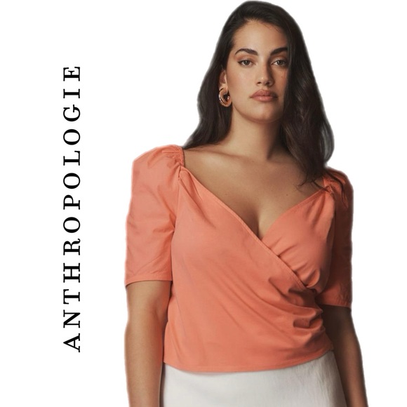 Anthropologie Puff-Sleeve Wrap Top - Picture 4 of 12